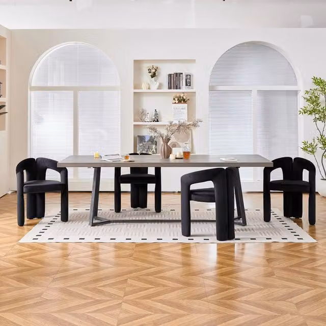 Set di 2 sedie da pranzo MIVRAY con braccioli rivestite in velluto nero, portata massima 150 kg