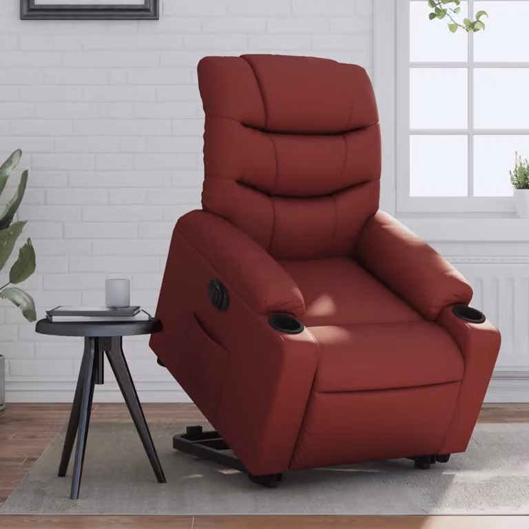 vidaXL Poltrona Alzapersona Reclinabile con Assistenza Elettrica in Similpelle Rossa