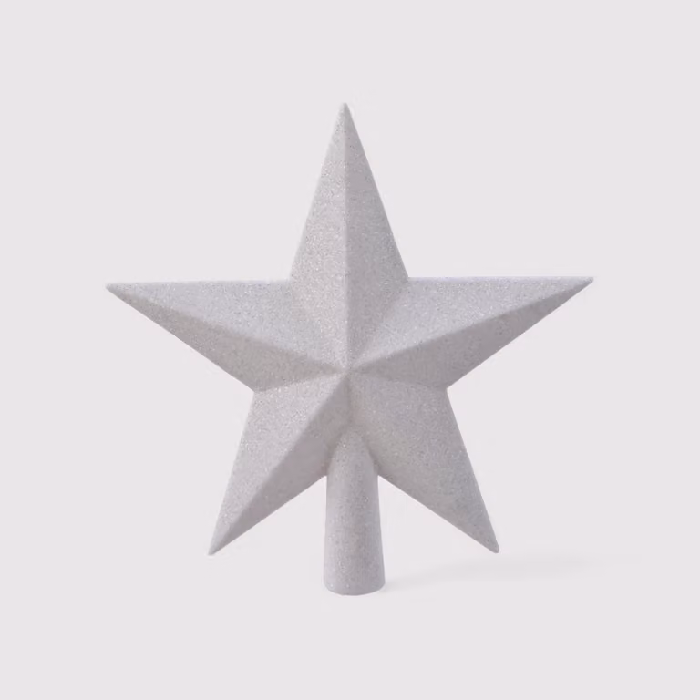 Lokore - Punta a forma di stella bianco glitter per albero di Natale