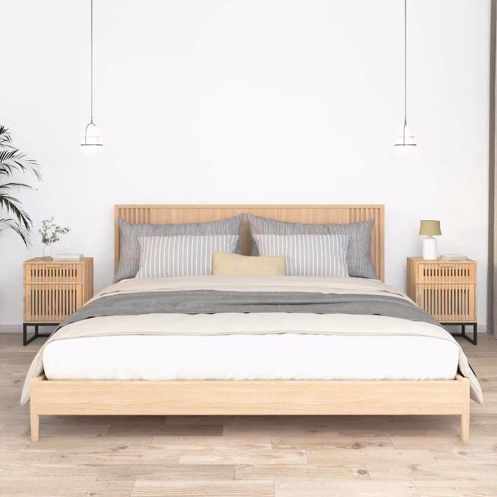 Set di 2 comodini vidaXL in stile scandinavo in legno e ferro, colore marrone, L 40 cm x P 30 cm x H 55,5 cm