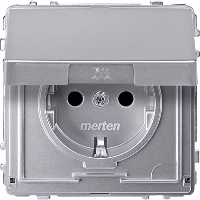 Merten SCHUKO Presa di corrente in alluminio con copertura a cerniera MEG2310-7260