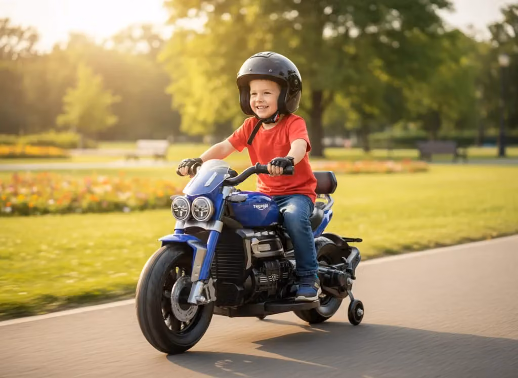 Moto Elettrica per Bambini Triumph 12V con Batteria Ricaricabile 4,5Ah Blu – 2