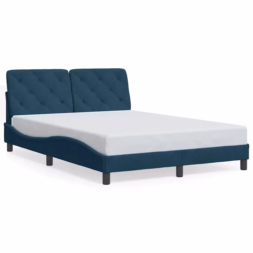 Giroletto vidaXL in Velluto Blu con Doghe in Legno L/P: 140 x 200 cm – 2