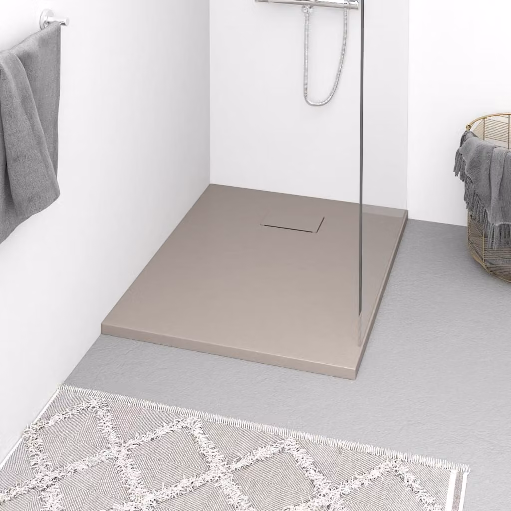 Piatto doccia rettangolare vidaXL in mineral cast marrone non slip L: 90 cm, P: 70 cm