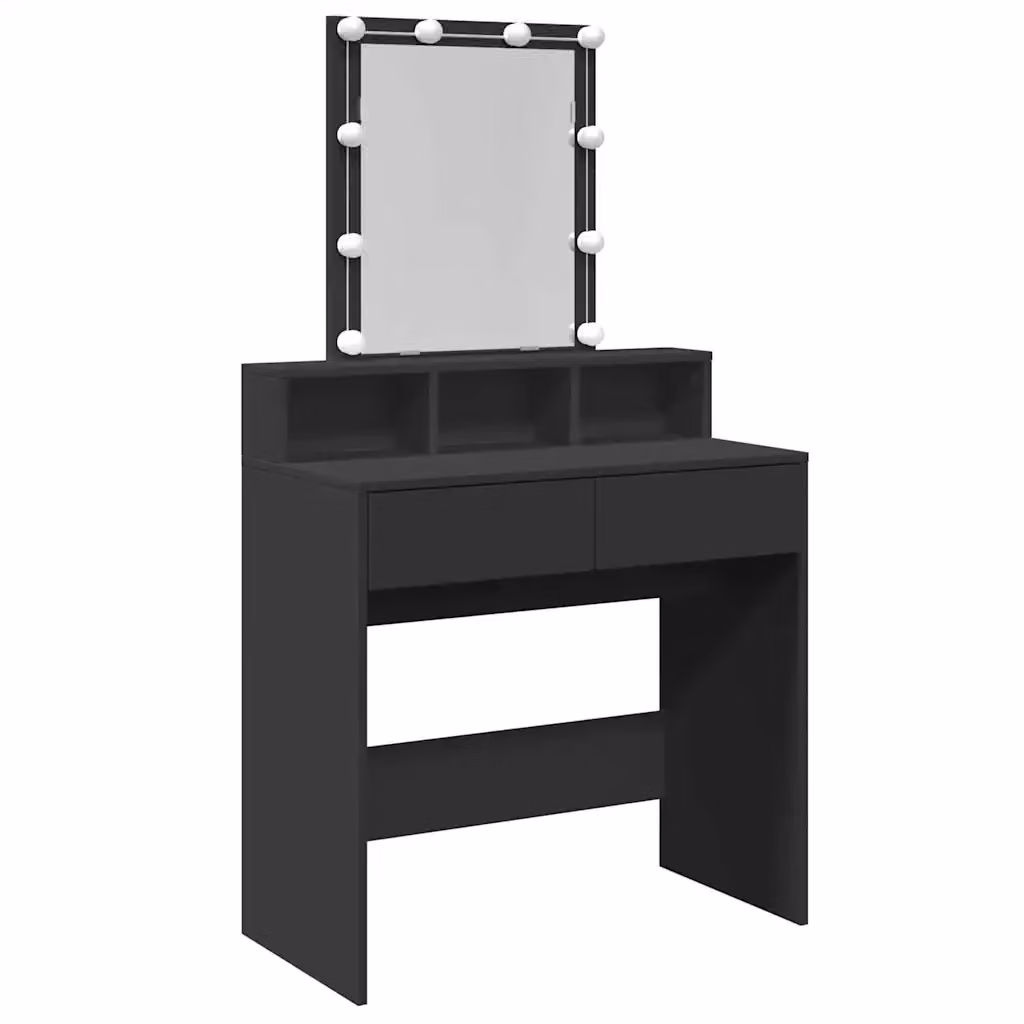 Toeletta Hollywood LED nera con finitura opaca vidaXL L: 80 cm, P: 41 cm, H: 144,5 cm – 2