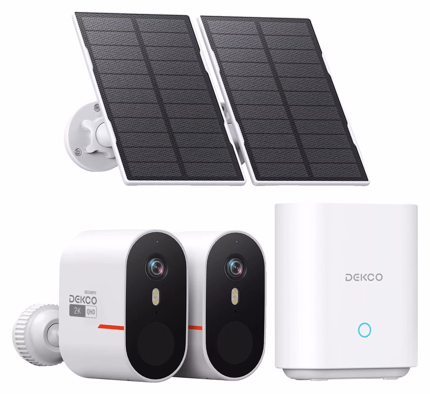 Sistema di telecamere di sicurezza per la casa, alimentato a energia solare, composto da 2 telecamere, colore beige