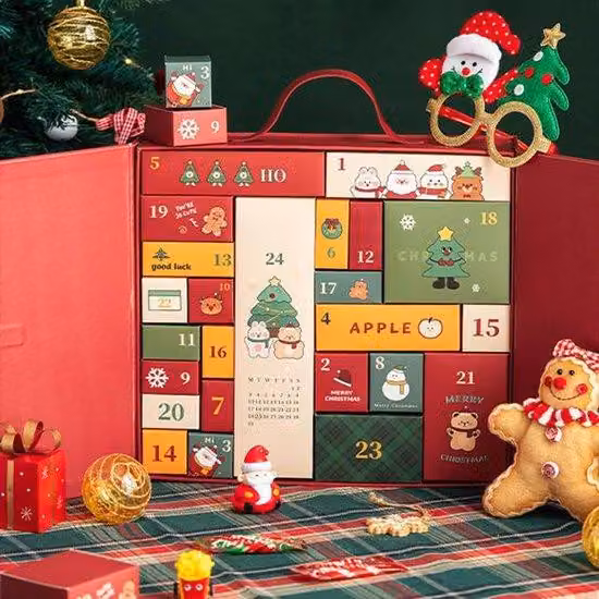 Calendario dell'Avvento con 24 contenitori di cartone vuoti, ideali per creare un calendario dell'Avvento personalizzato, perfetti come organizer per regali natalizi, adatti per adulti e bambini, decorazioni per il periodo natalizio (colore: rosso)