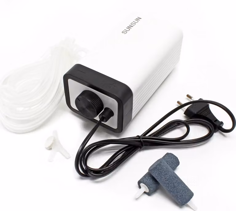 SunSun pompa d'aria 402 laghetto aeratore 2x2,8 L/min 4W pompa ossigeno supporto senza ghiaccio sistema di aerazione aeratore pompa d'aria per laghetto giardino Oase laghetto