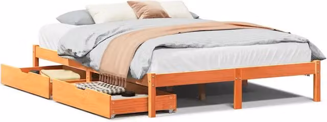 Letto matrimoniale | Letto per adulti | Letto senza Materasso Marrone Cera 150x200 cm in Legno di Pino