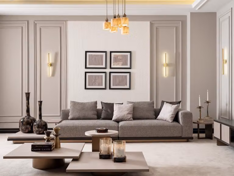Garnitur Wohnzimmer Viersitzer Sofa 4 Sitzer Couchtische 5tlg Grau Set