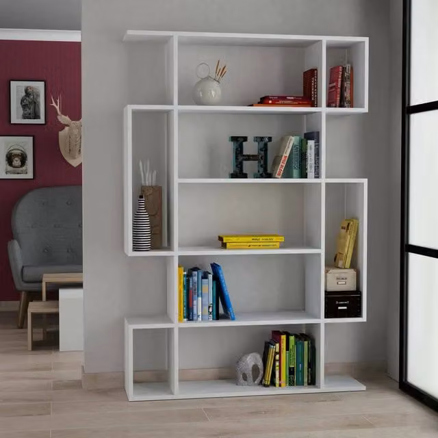 Libreria Moderna Marcellin con 4 Ripiani, Bianca, L 110 cm x P 26 cm x H 161 cm – 1