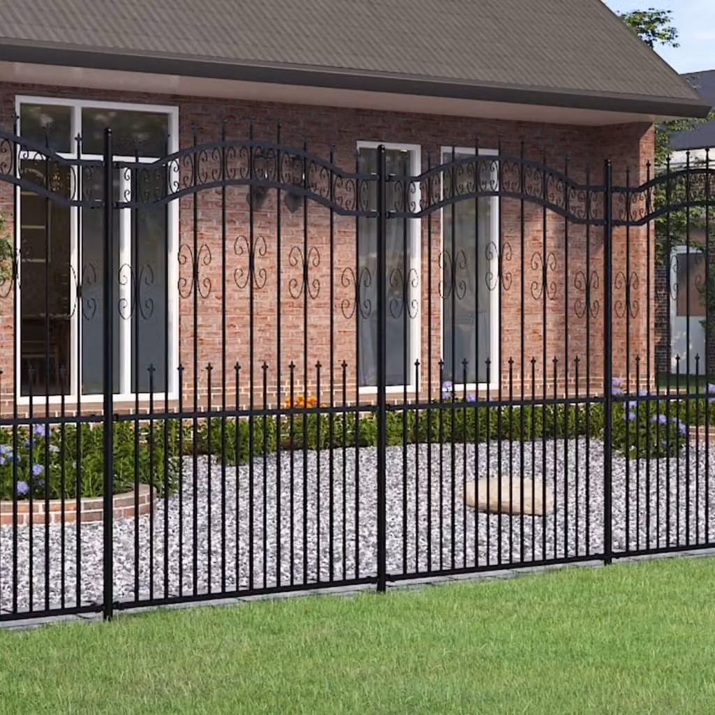 Maison Exclusive - Recinzione da giardino con punta a lancia nera 240x175 cm in acciaio verniciato a polvere
