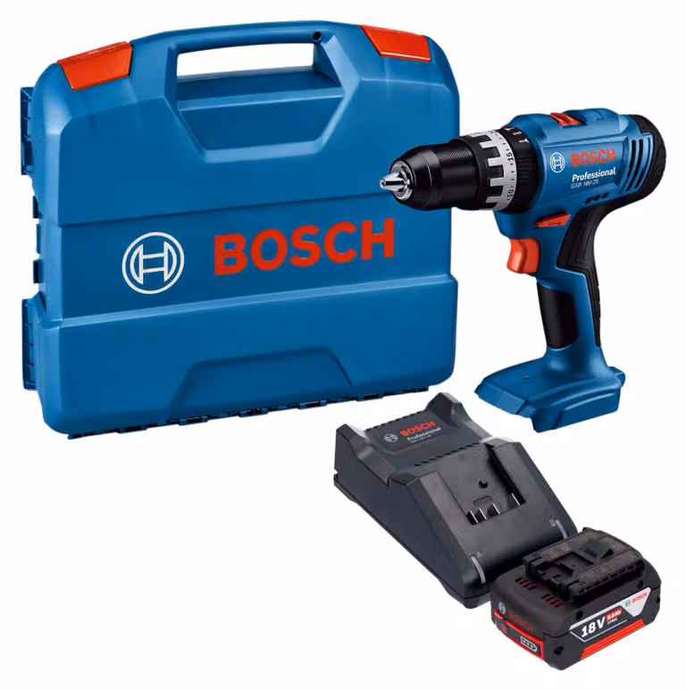 Trapano avvitatore a percussione a batteria Bosch GSB 18V-25 Professional 18 V 56 Nm + 1 batteria da 5,0 Ah + caricabatterie + valigetta L-Case