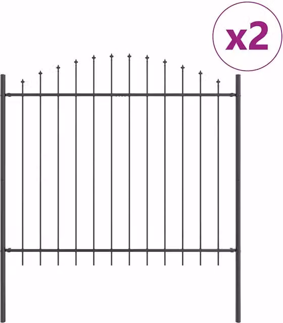 Set di 2 recinzioni per giardino in acciaio con rivestimento a polvere di DESIGN IN, colore grigio, H: 170 cm x L: 165 cm