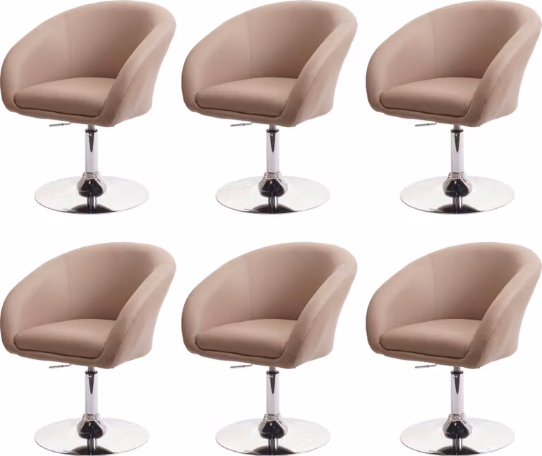 set di 6 sedie per sala da pranzo HWC-F19, sedia da cucina sedia girevole sedia lounge, girevole regolabile in altezza ~ ecopelle taupe