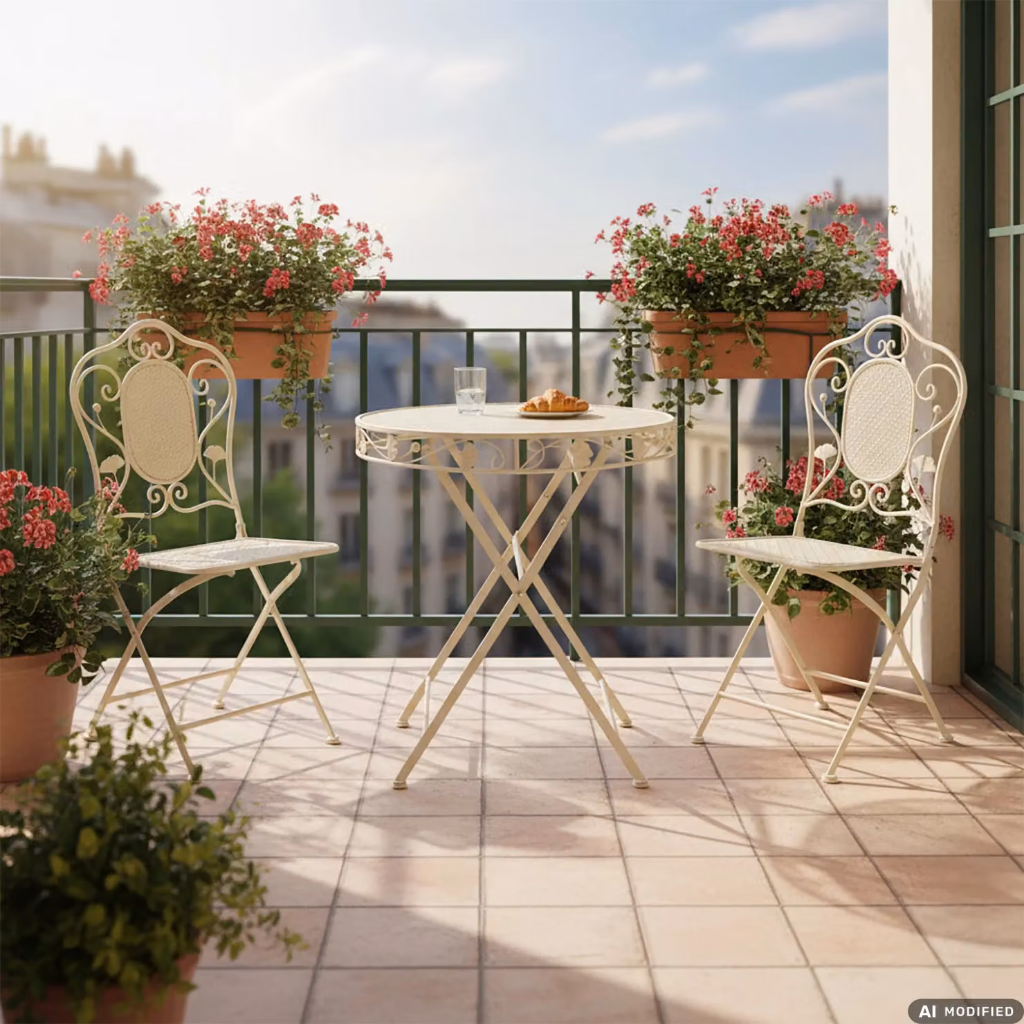Set da giardino Bistrot Vestiamo Casa Giardino con tavolo rotondo da 70 cm e 2 sedie richiudibili in metallo beige stile Liberty – 2