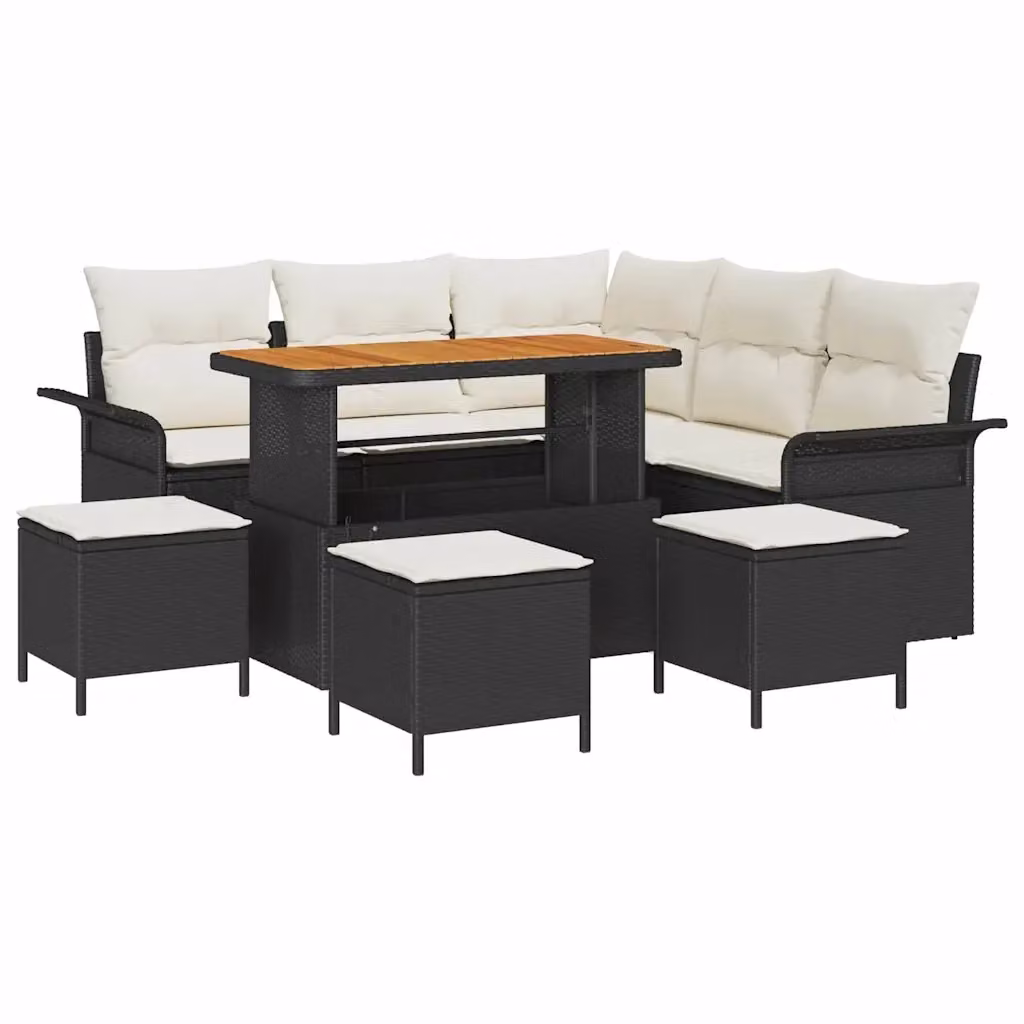 Set Divano da Giardino vidaXL 9 Pezzi Moderno con Cuscini Nero in Polyrattan e Acciaio – 2