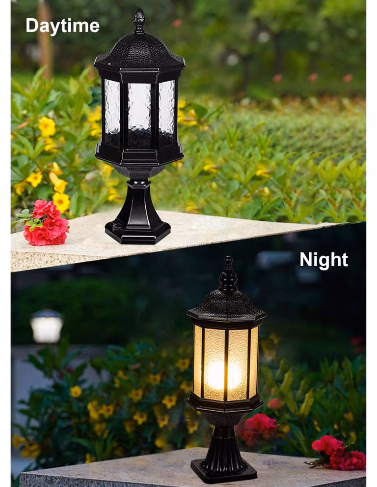 Lampada a colonna per esterni, recinzione, cancello, cortile, parete, impermeabile, per giardini europei, ville