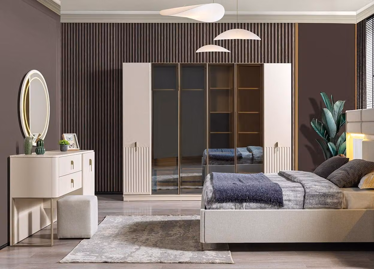 Armadio, cassettiera, camera da letto, stile moderno, colore bianco, nuovo, pratico