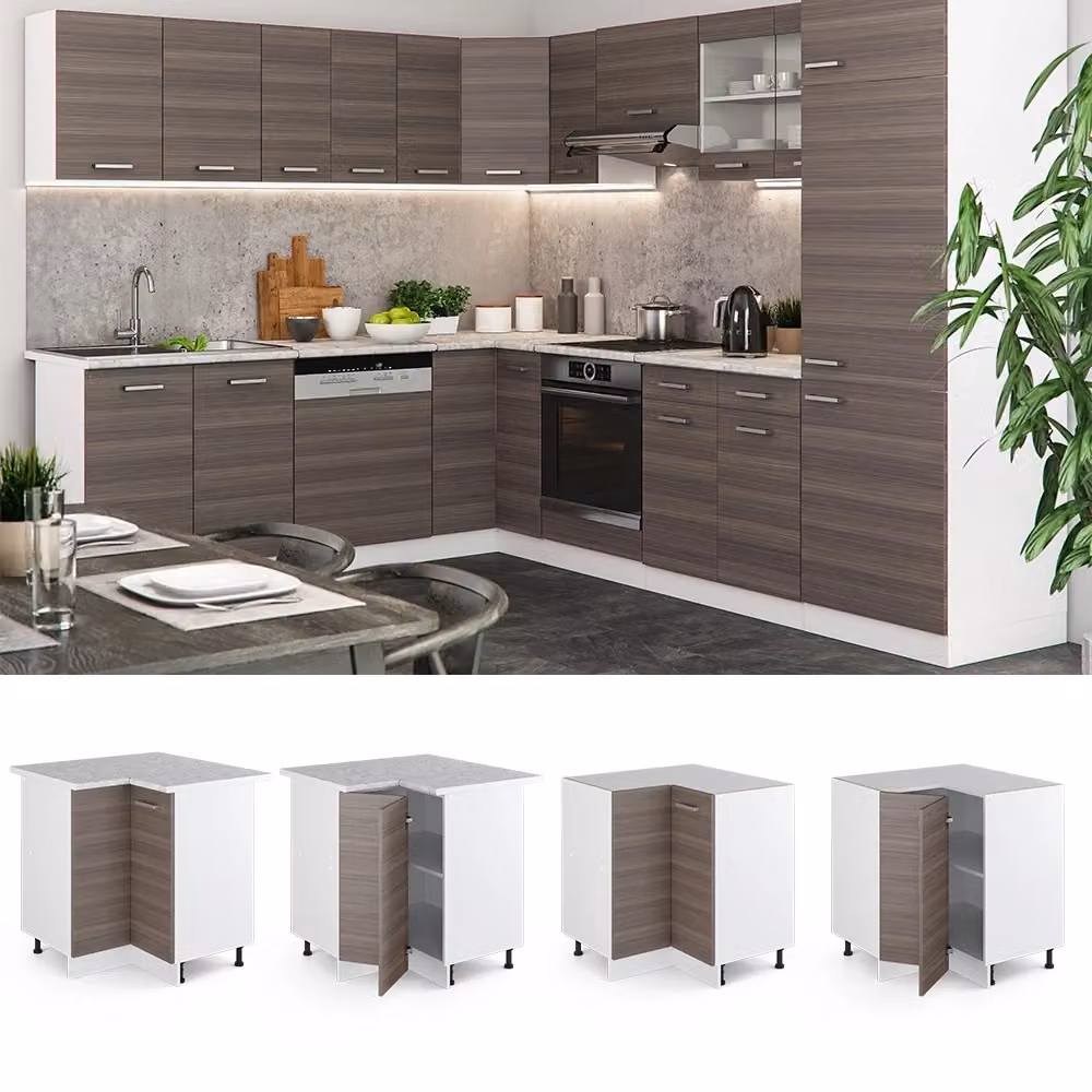 Mobile ad angolo per cucina Vicco R-Line Grigio e Bianco con ante a soffietto senza piano di lavoro L: 75.6 cm, H: 81.6 cm, P: 46.0 cm – 2