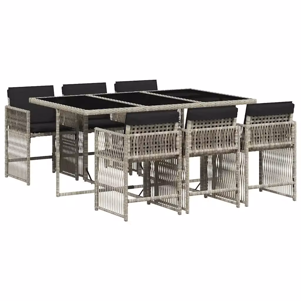 Set da Pranzo da Giardino vidaXL in Polyrattan e Vetro con 7 Sedute, Grigio Antracite – 2