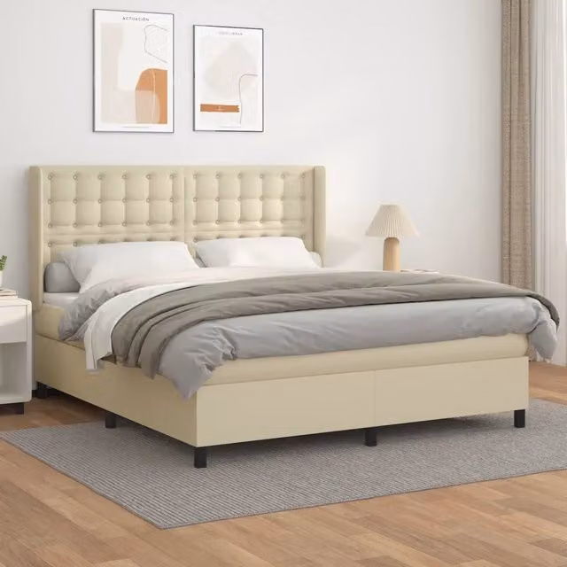 Giroletto a Molle con Materasso Crema 180x200 cm in Similpelle 3132515