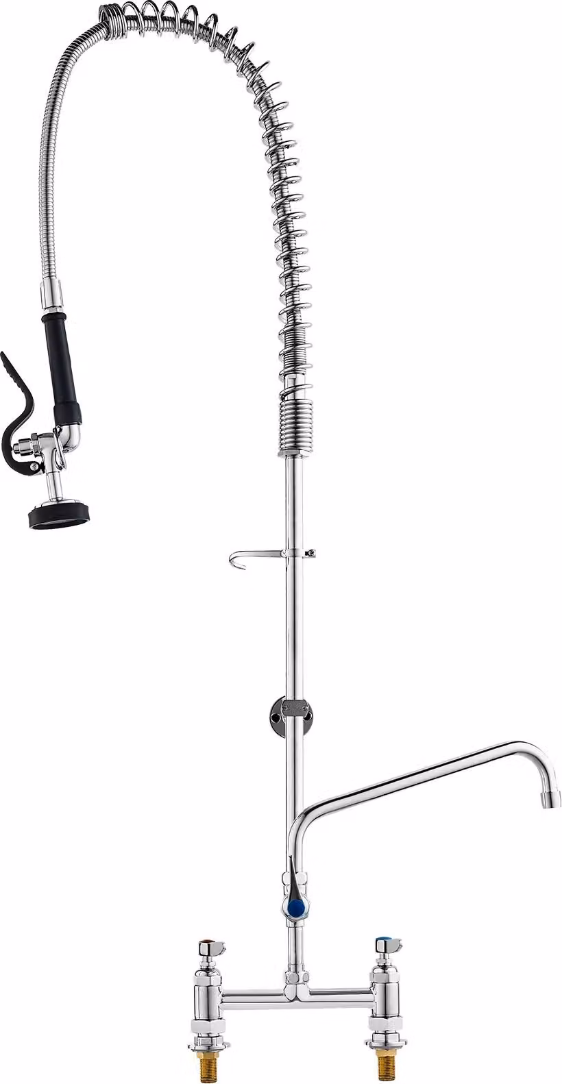 Rubinetto da cucina commerciale Rubinetto per acqua con doccetta estraibile, altezza 112 cm, centro 203 mm, bocca girevole 305 mm, rubinetto per lavello da cucina in ottone per montaggio a ponte, per lavello a 1/2/3 scomparti
