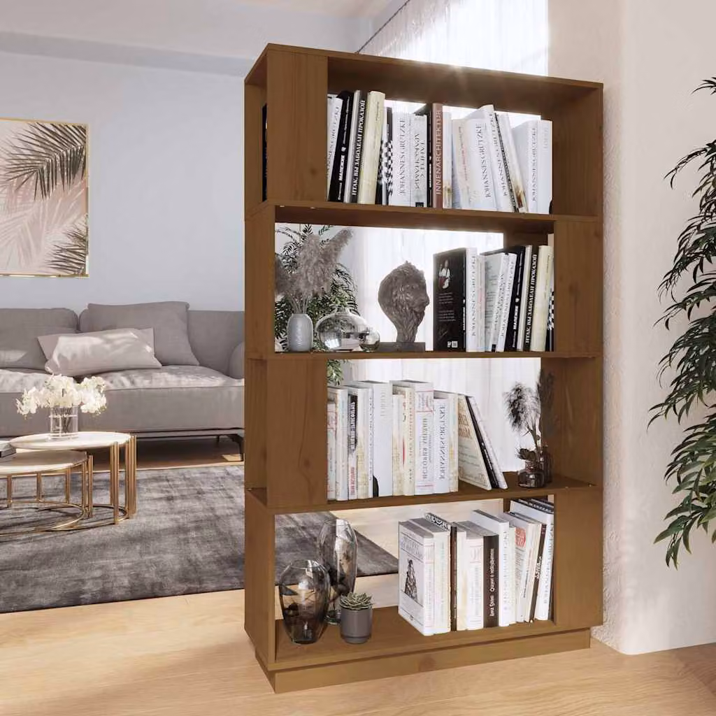 Libreria/Divisorio vidaXL in Legno Massello di Pino, Colore Marrone, L 80 cm x P 25 cm x H 132 cm