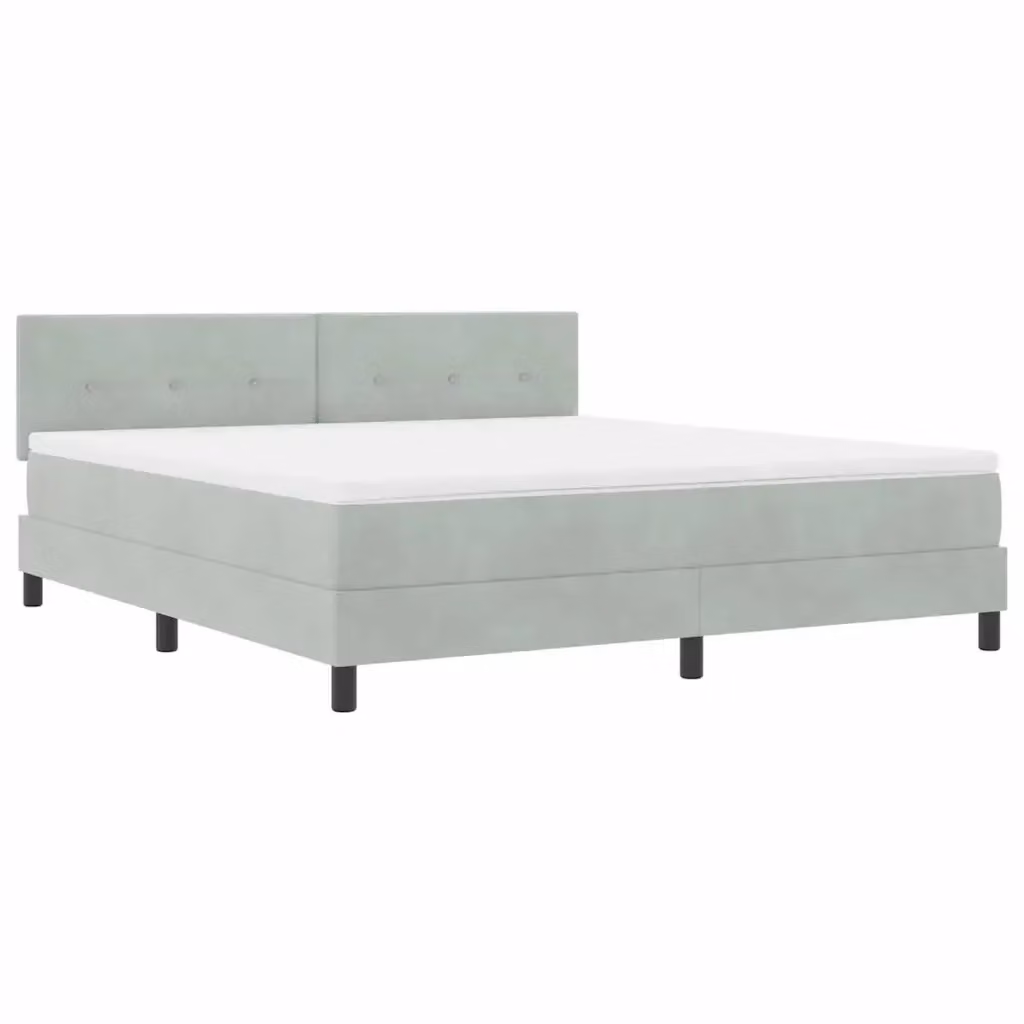 Letto a molla con illuminazione LED vidaXL in velluto grigio chiaro, L/P: 180 x 200 cm – 2