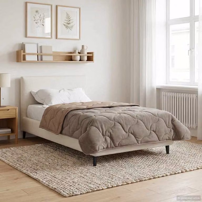 Piumone Completo Annuale vidaXL in Microfibra Traspirabile e Reversibile, Disponibile in Beige o Grigio, L 135 x P 220 cm