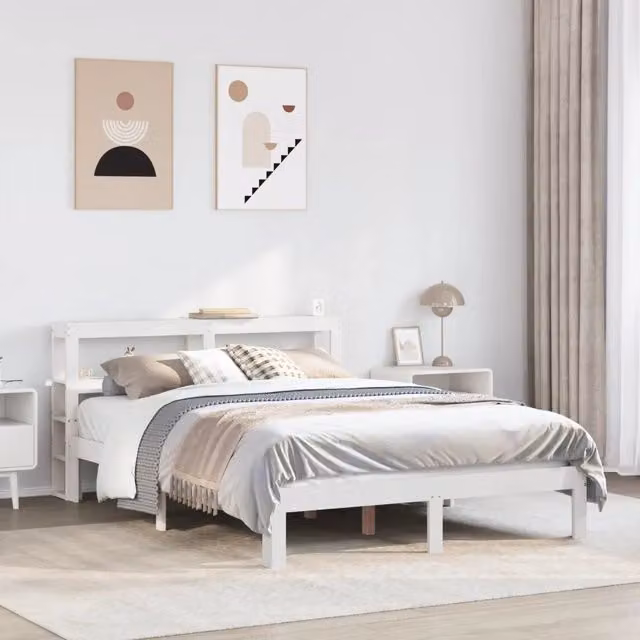 Giroletto con Testiera senza Materasso-Struttura Letto Bianco 120x200 cm 351604