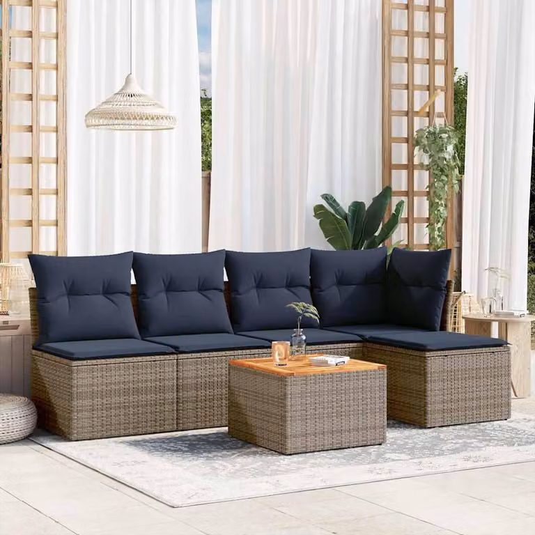 Maison Exclusive - Set di 6 divani da giardino con cuscini, grigio, polyrattan