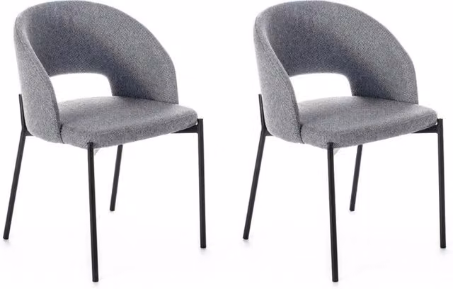 Set Sedie 52x55,5xH78,5 cm in Tessuto Greta Grigio Chiaro