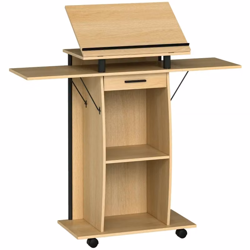 Scrivania per Computer Minimal con Cassetto e Ripiani in Effetto Quercia Marrone L: 90 cm, P: 50 cm, H: 75 cm – 2