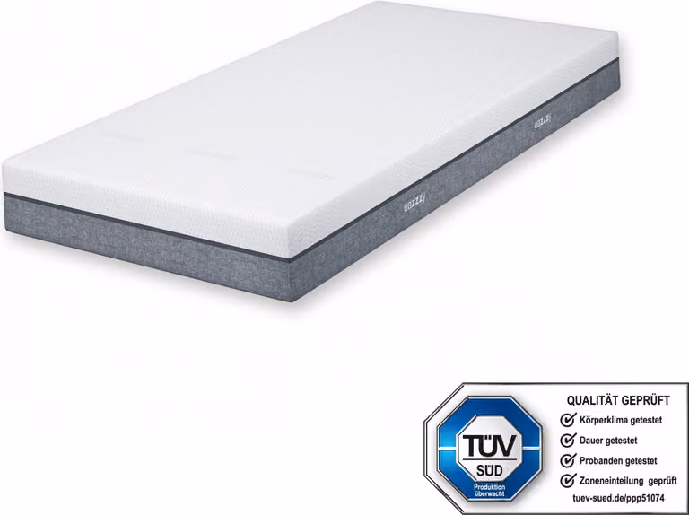 Materasso Genius eazzzy Deluxe 100x200 cm - materasso ortopedico in schiuma visco-fredda a 8 zone e alto 20 cm, grado di rigidità H2-H3 | comfort,