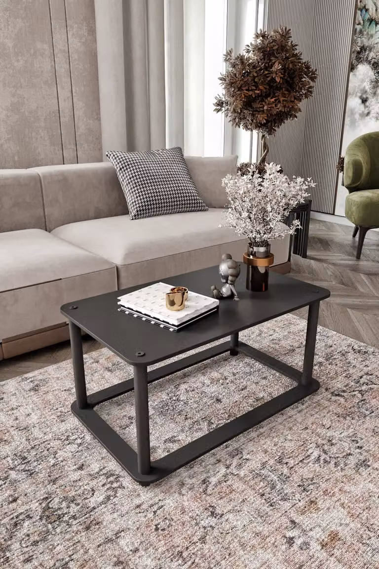 Skye Decor, tavolino di alta qualità, nero, 70 x 38 x 42 cm | 100% MDF, gambe in cartone pressato | Stile moderno e industriale per la tua casa, elegante e funzionale.