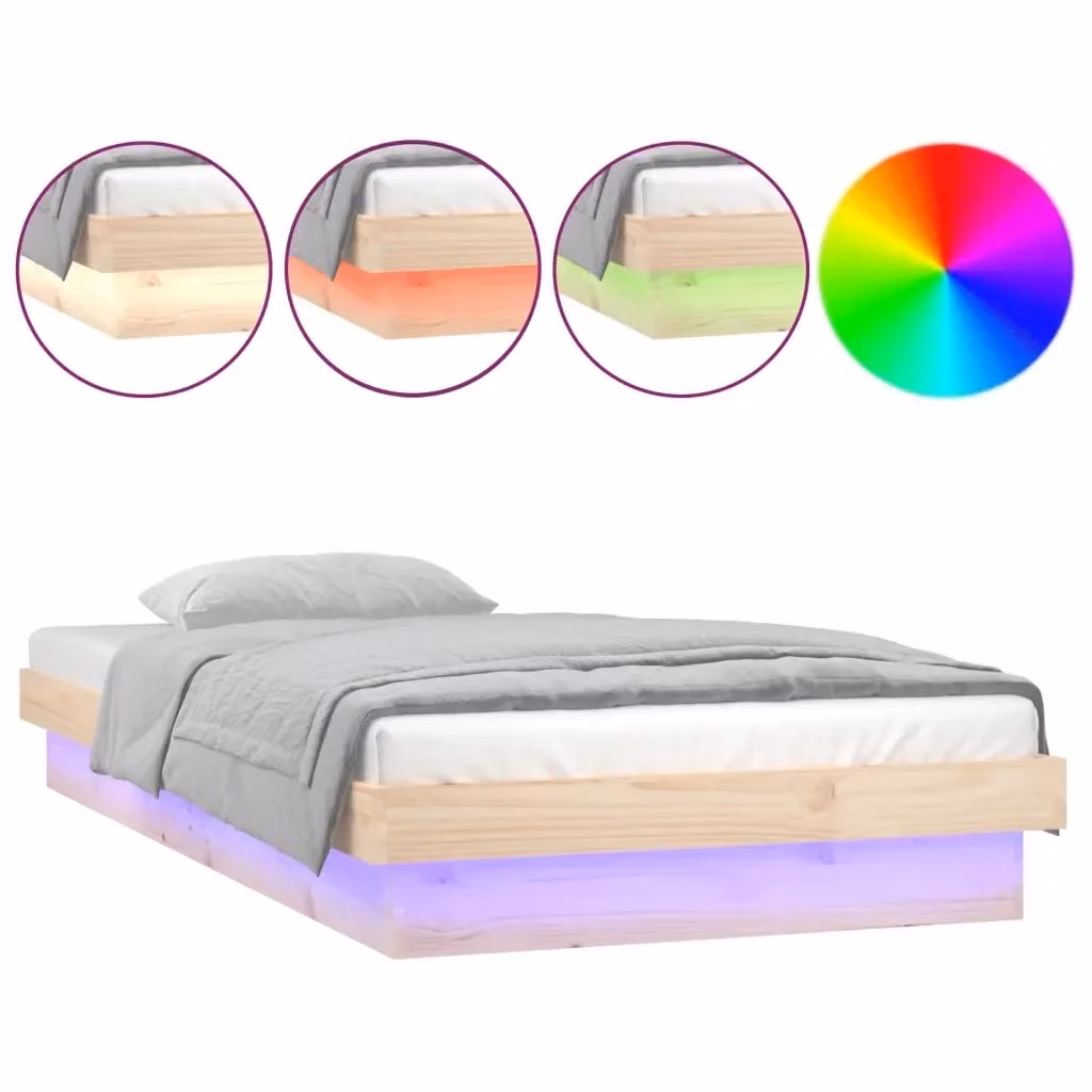 Giroletto vidaXL in legno massello di pino con illuminazione LED e porta USB, L/P/H: 200 x 90 cm – 2