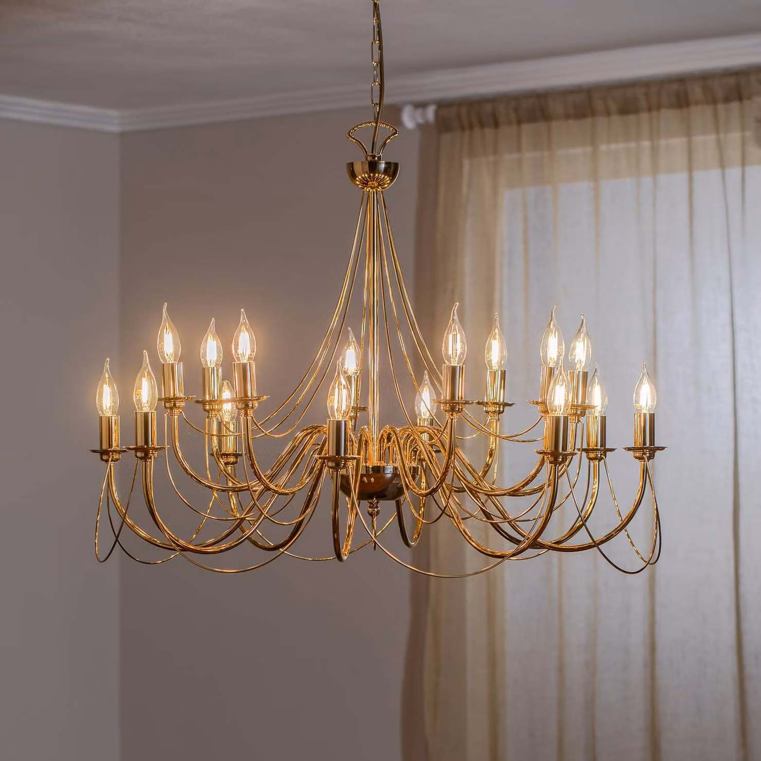 Lampadario a soffitto Retro Domiluce, dimmerabile, Ottone / Oro, Soggiorno / Sala da pranzo, Metallo, Lampadario
