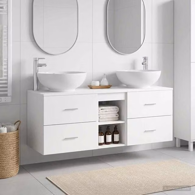 Set di mobili per il bagno 3 pz Bianco 129 x 44,5 x 80 cm 3405899