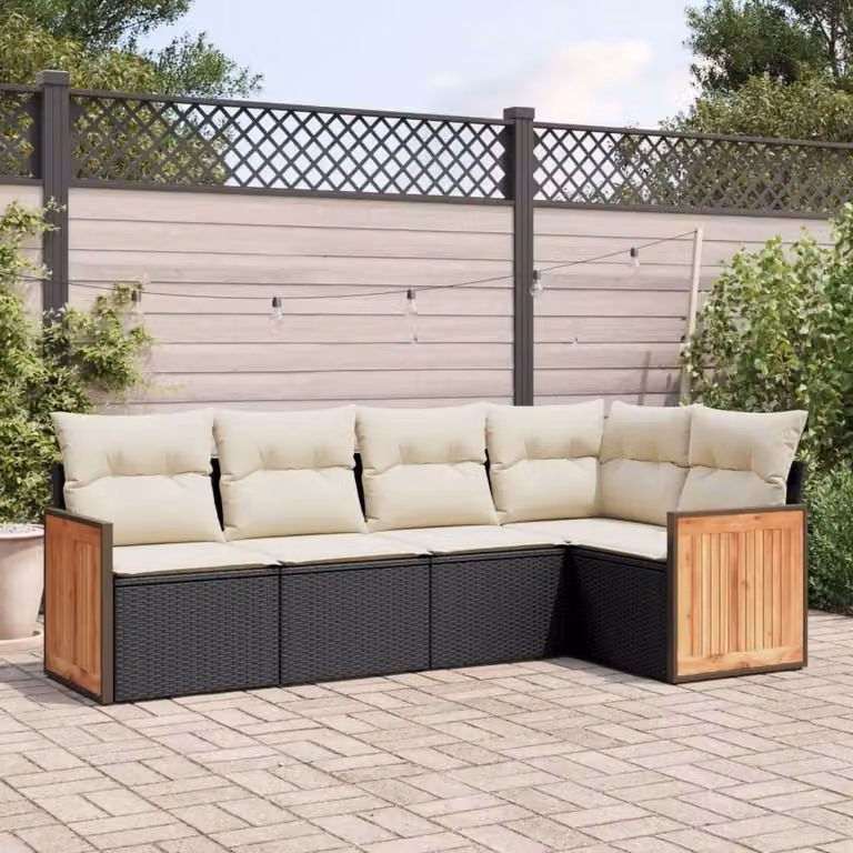 Maison Exclusive - Set Divani da Giardino 5 pz con Cuscini in Polyrattan Nero