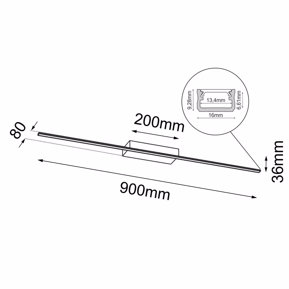 Applique lineare LED SLIM Brosline nera, 9W, 3000K, L: 90 cm – 2