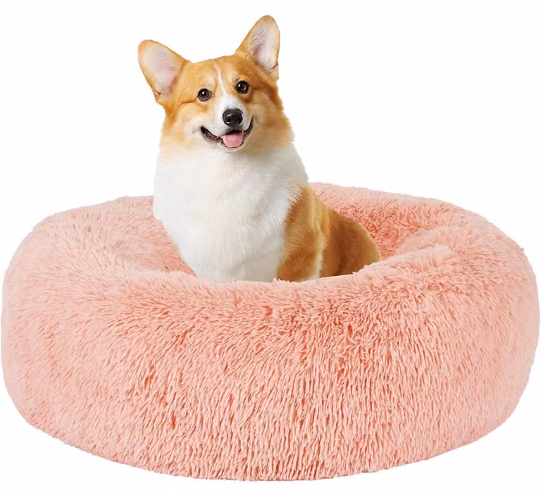 Cuccia per cani, forma a ciambella, morbida, lavabile, diametro 70 cm, rosa
