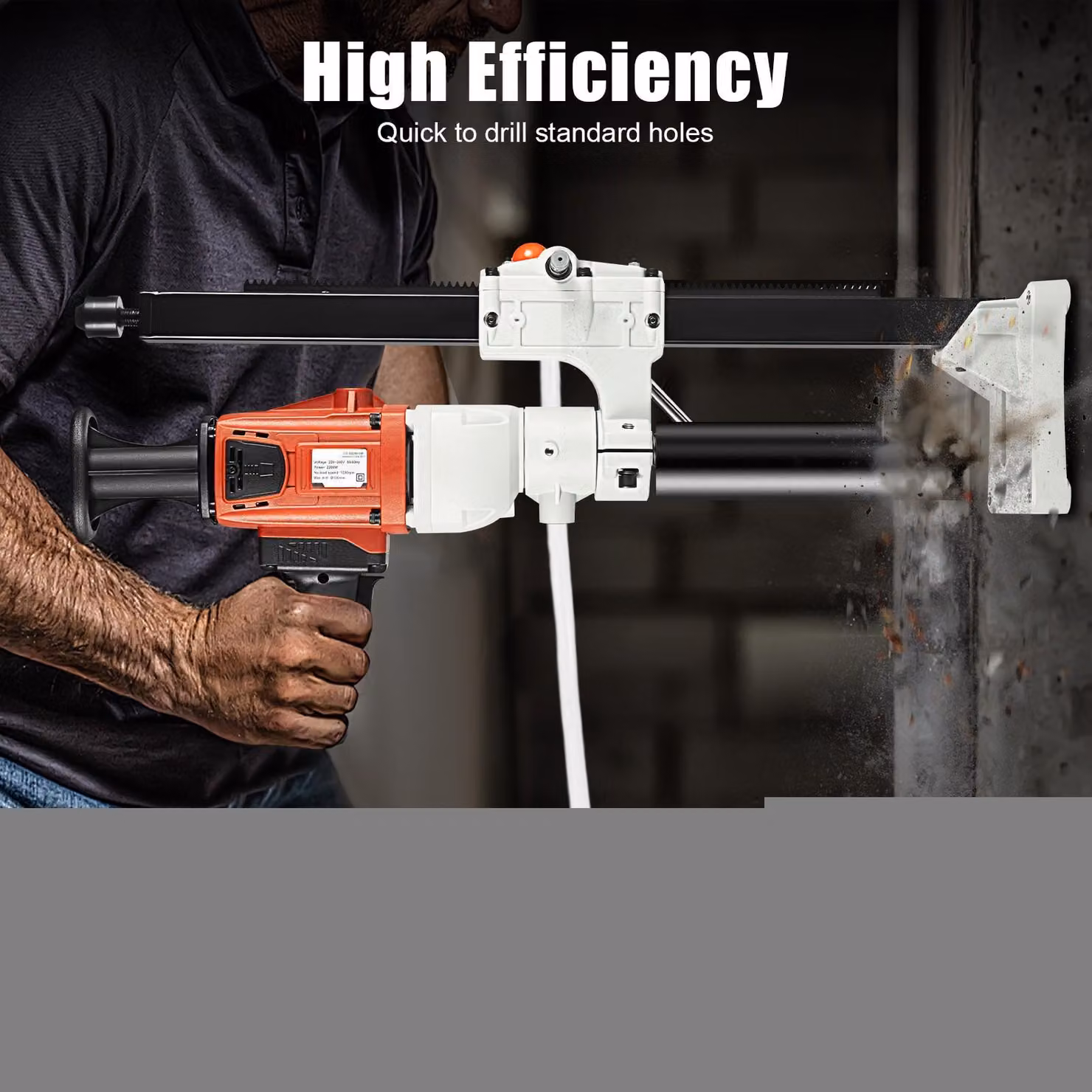 Trapano per calcestruzzo da 2200 W - Punta da trapano da 180 mm - Utilizzabile sia a umido che a secco - Realizzato in lega di alluminio