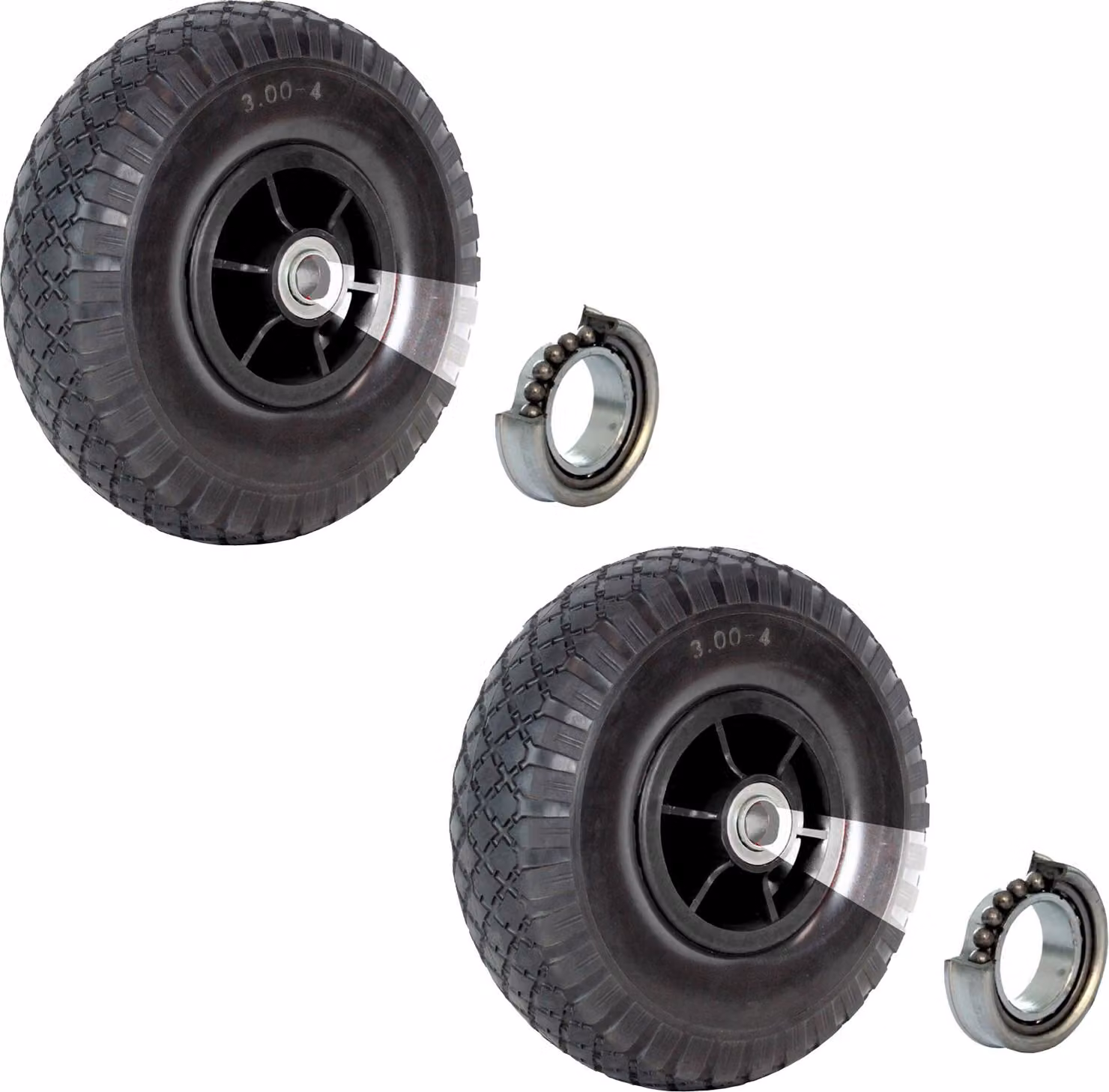 2 ruote per carrello a mano Ruota pneumatica 260x85 mm 3.00-4 Mozzo sfalsato 60 mm Ø 20 mm nero Robusto tessuto 4 PR