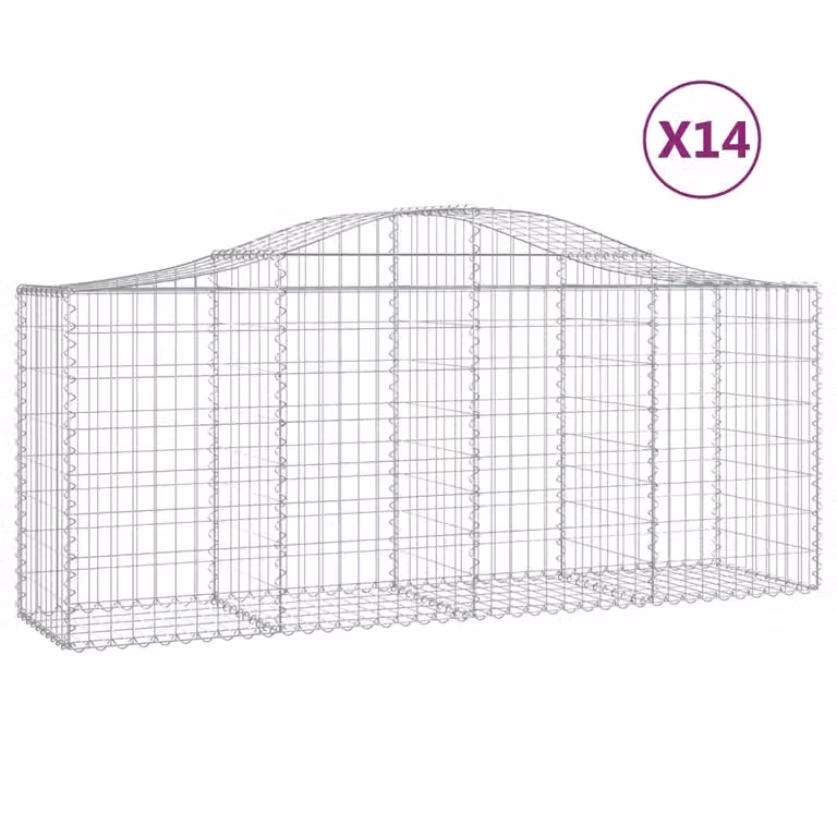 Cesti Gabbioni ad Arco 14 pz 200x50x80/100 cm Ferro Zincato