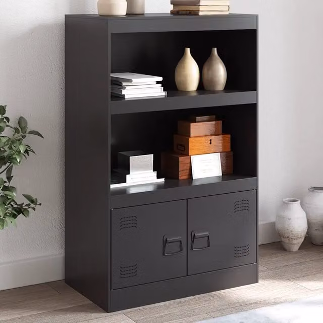 Credenza-Buffet-Armadio da cucina Nera 67x39x107 cm in Acciaio 169042