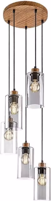 Lampadario Rabalux Tanno 5 luci E27 rovere fumé moderno