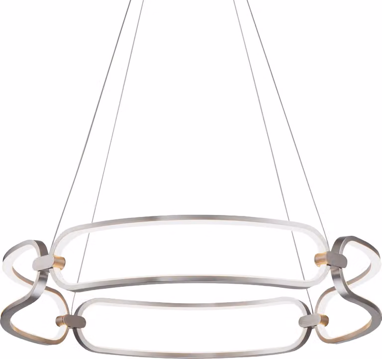 Lampada a sospensione LED TRIVIUM 50W, 3000K, nichel cromo satinato/bianco, Ø: 60, H: 120 cm