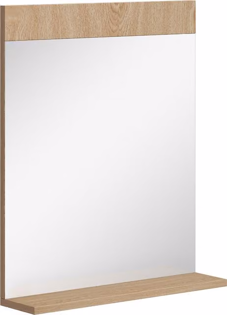 Specchio da bagno da parete con mensola HOMCOM in rovere, H 60 x L 50 x P 12 cm