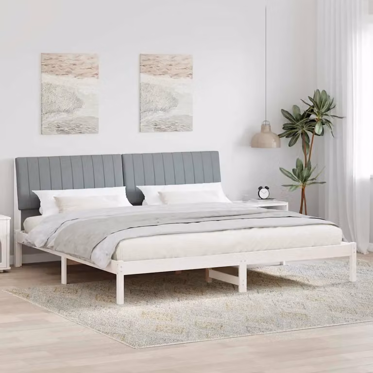 vidaXL Struttura del letto moderna in pino massello bianco 200 x 200 cm